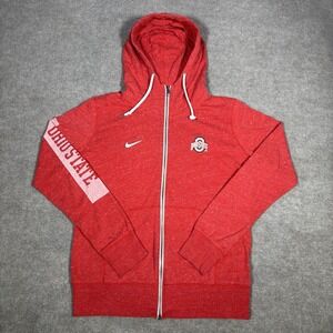 Nike Ohio State Buckeyes Hoodie Womens L Full Zip Red Tailgate Gym Vintage Logo